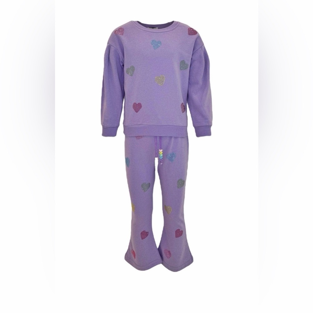 NWT Lola and the Boys LAVENDER CRYSTAL HEARTS SET